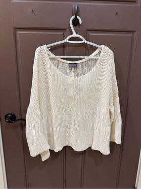 Wooden Ships Light Cream Knit Women’s Sweater - Relaxed Scoop Neck
